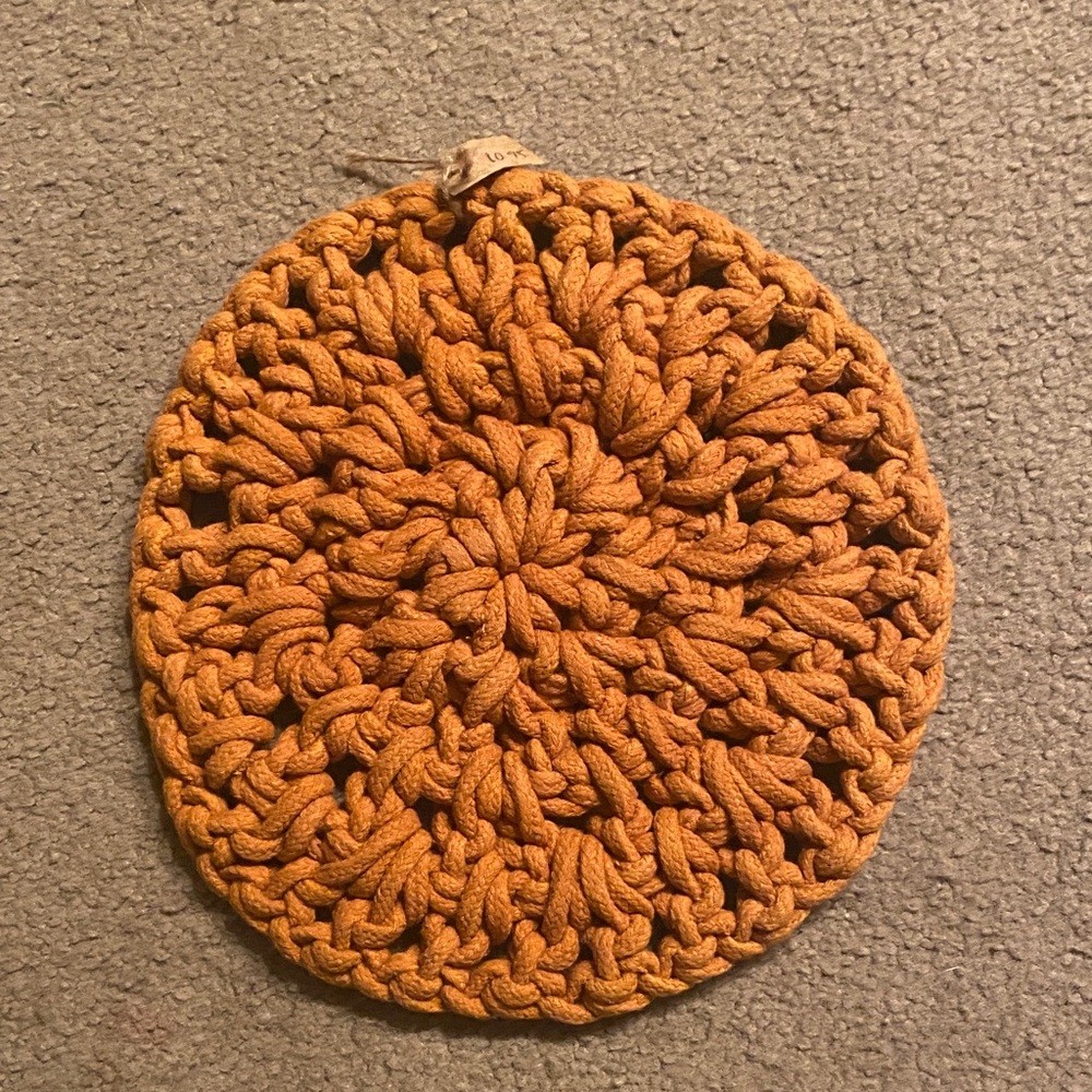 Handmade Crochet Trivet in Orange